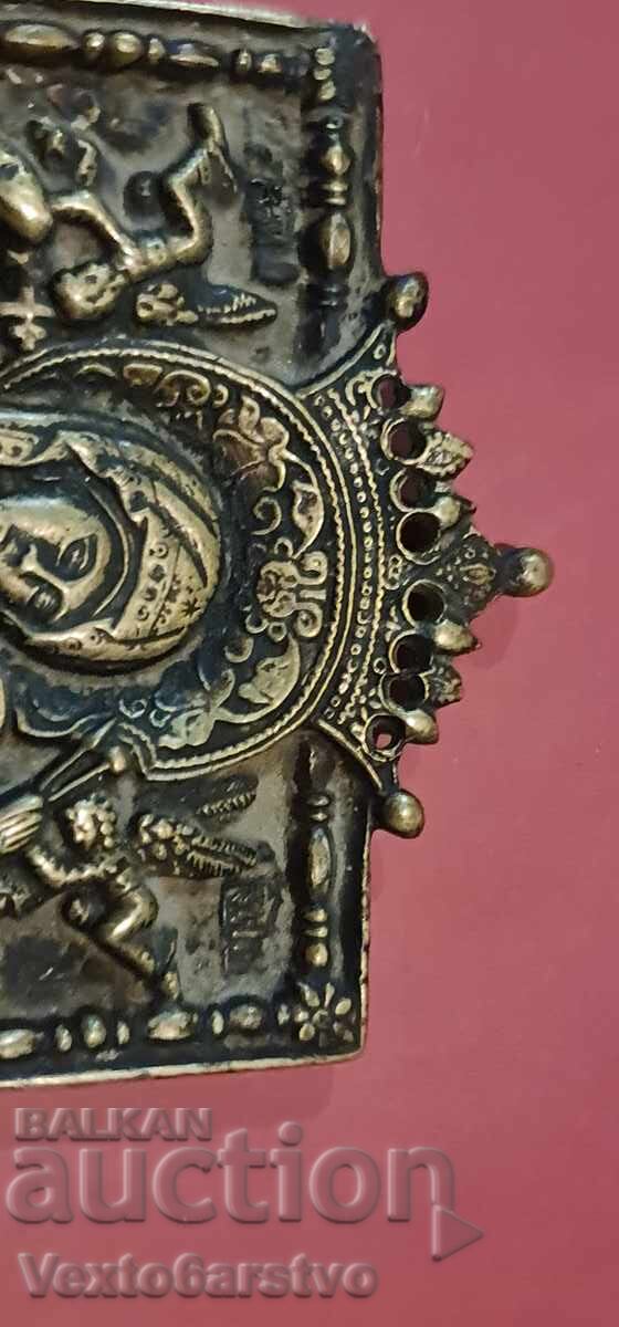 Livrarea ICOANĂ VECHE-MINIATURALĂ-Rusia-Secolul 18, sfârșit-Bronz