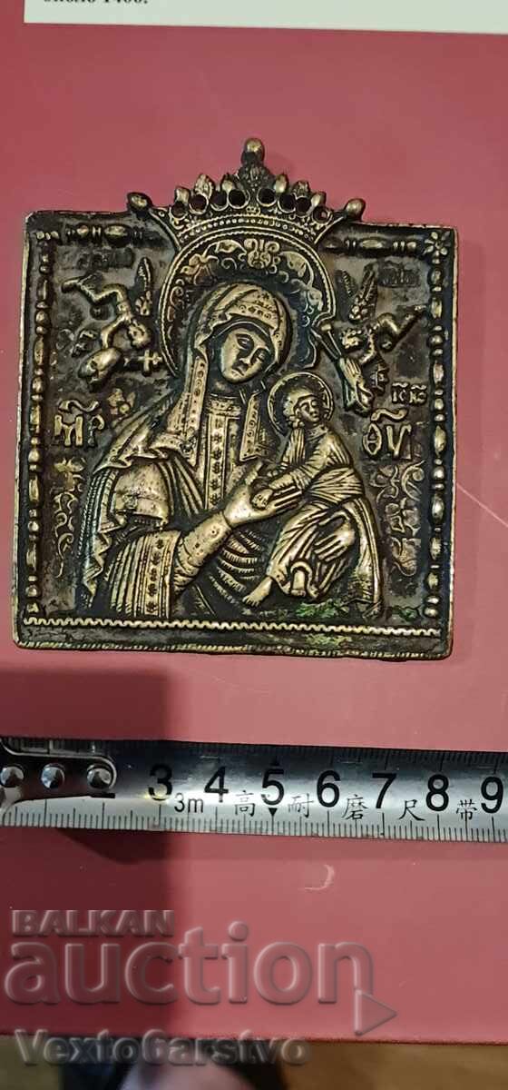 ICOANĂ VECHE-MINIATURALĂ-Rusia-Secolul 18, sfârșit-Bronz