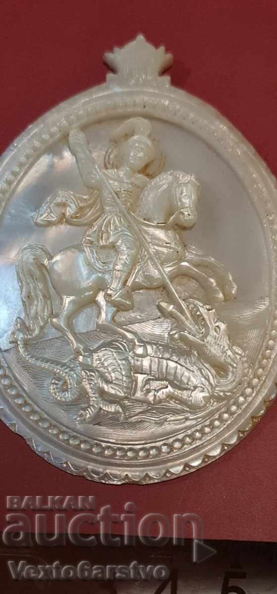 Licitație ICOANĂ VECHE - PANAGHIA - SF. GHEORGHE VICTORIOSUL - sfârșitul secolului al XIX-lea