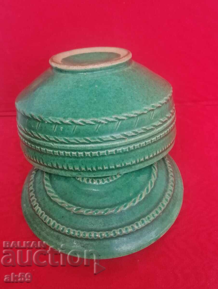 Παράδοση Κατσαρόλα με καπάκι - πράσινη γυάλωση