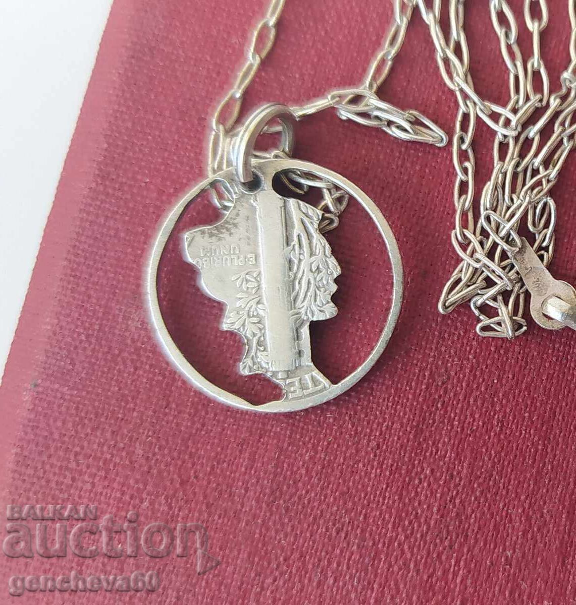 Antique silver necklace from 10 cents from 1923 with price 15.00 €
