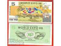 AUSTRALIA AUSTRALIA 5 $ EXPO 1988 NOU UNC