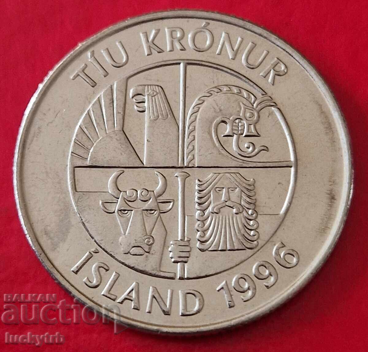10 κρόνες 1996 - Ισλανδία με τιμή € 1.00 | 1.96 BGN