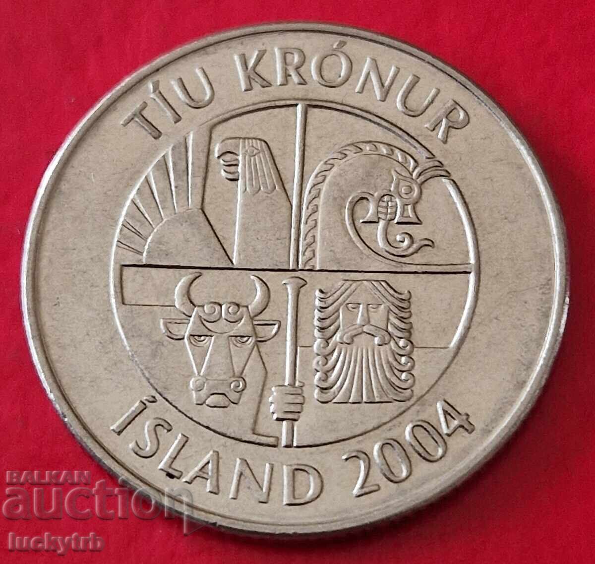 10 Κρόνες 2004 - Ισλανδία με τιμή 4.00 BGN | € 2.05