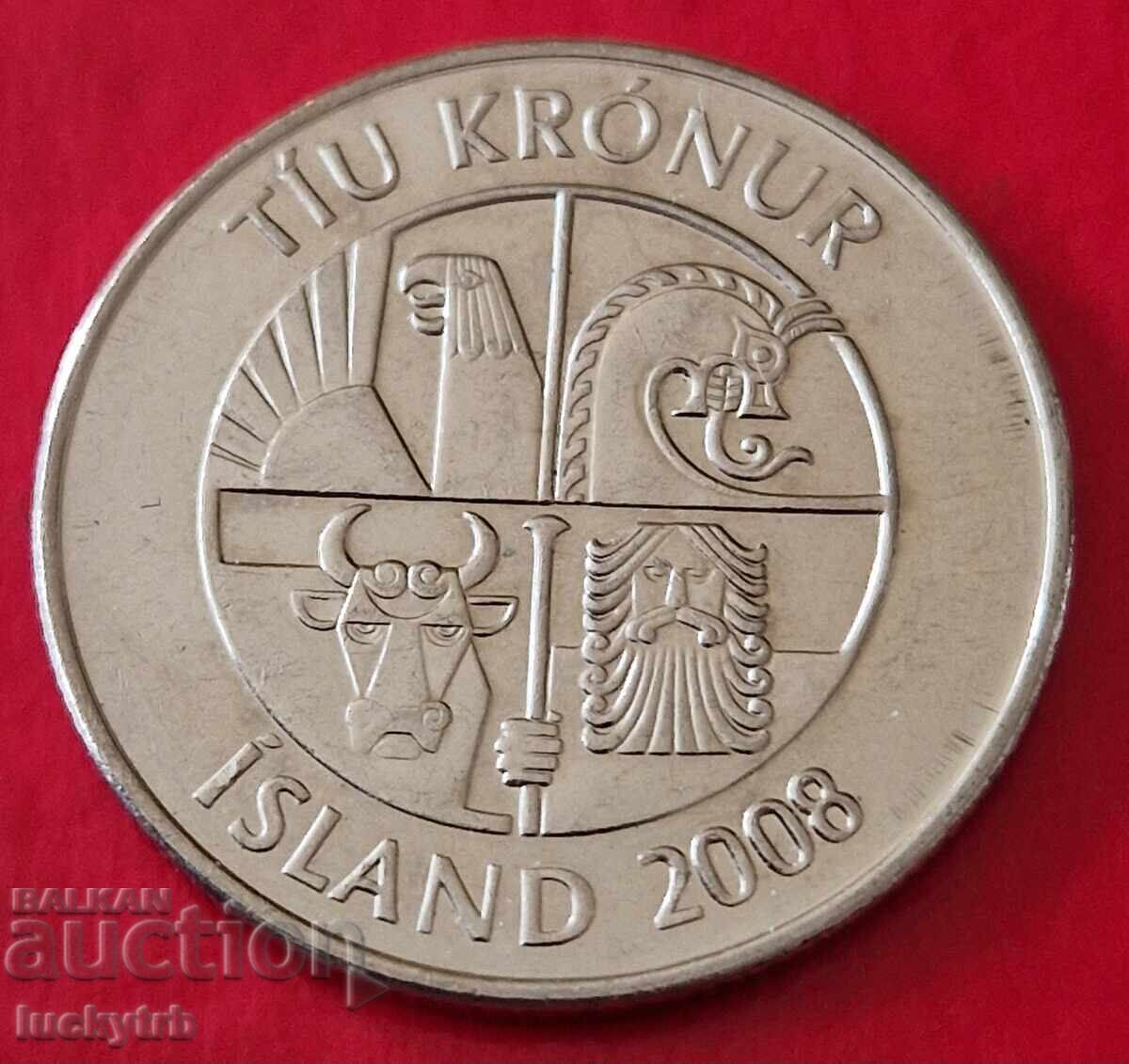 10 Kronur 2008 - Iceland with price € 1.00 | 1.96 BGN