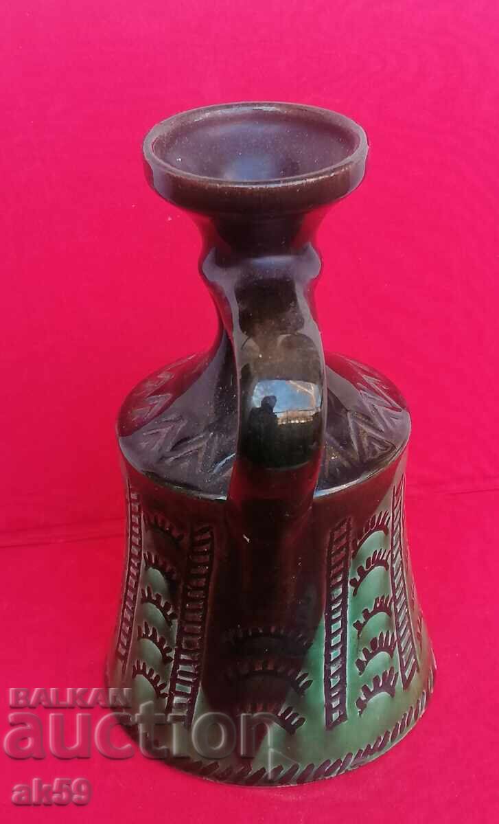 Green glazed vase - ceramic with price 75.00 BGN | € 38.35