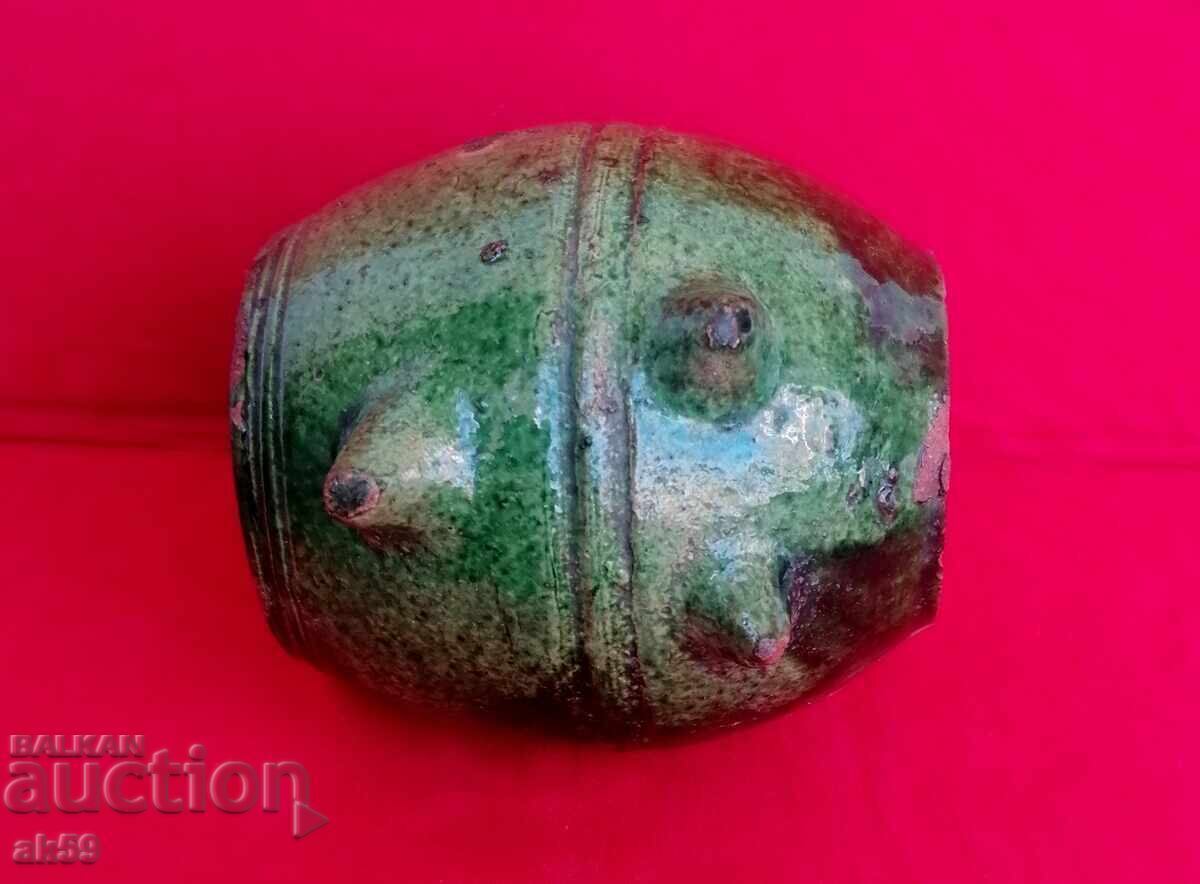 Vechi vas "Butoi" - glazură verde - 5