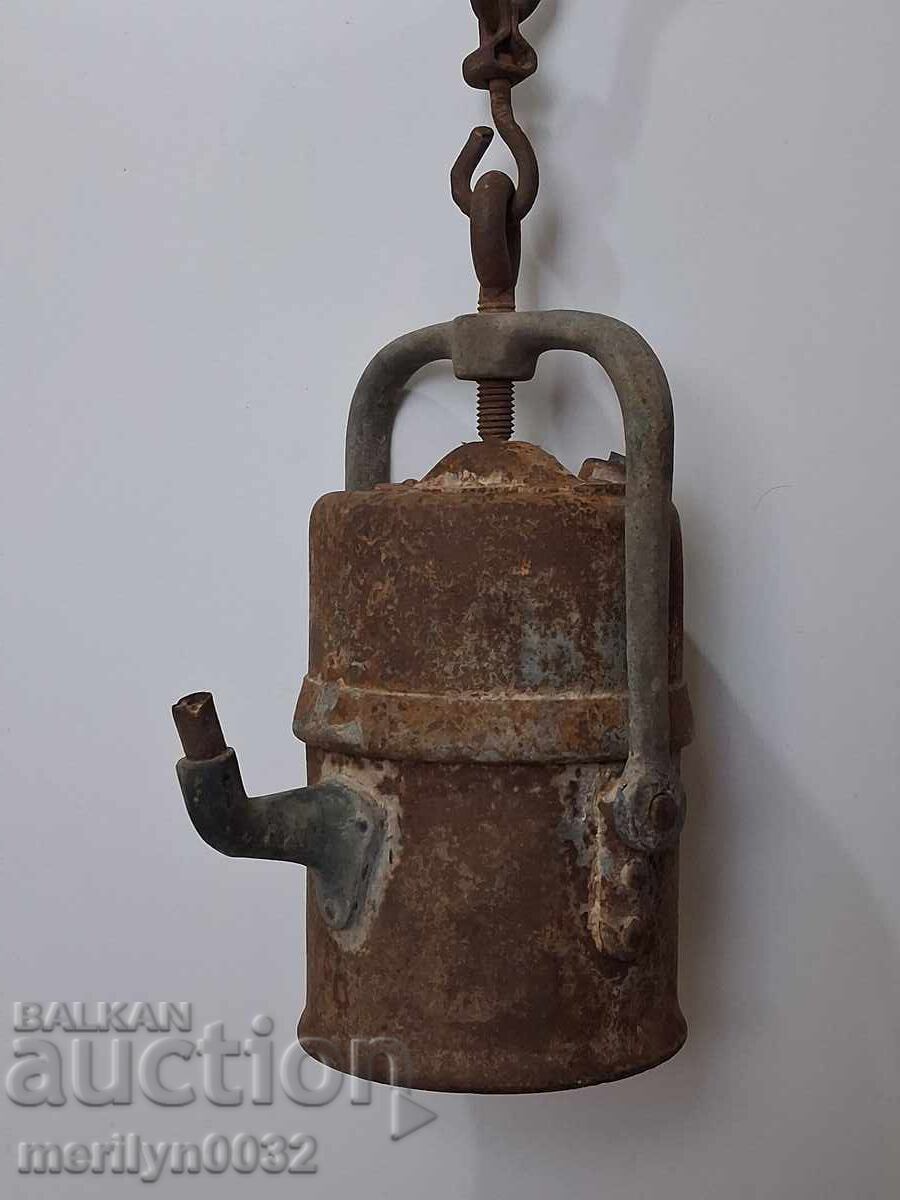 Auction  Miners carbide lamp early 20th century