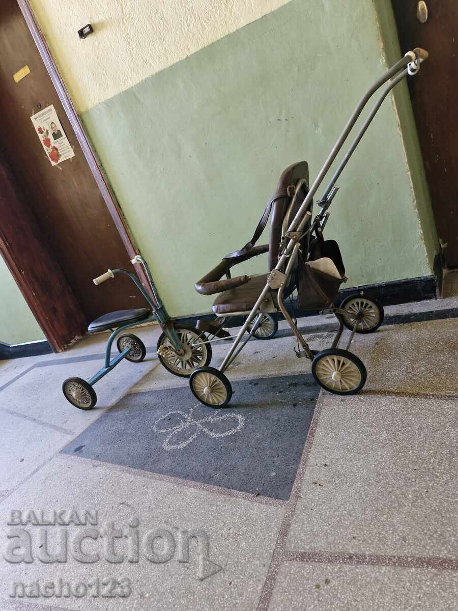 Ρετρό καροτσάκι μωρού + παιδικό ποδήλατο με τιμή € 15.00 | 29.34 BGN