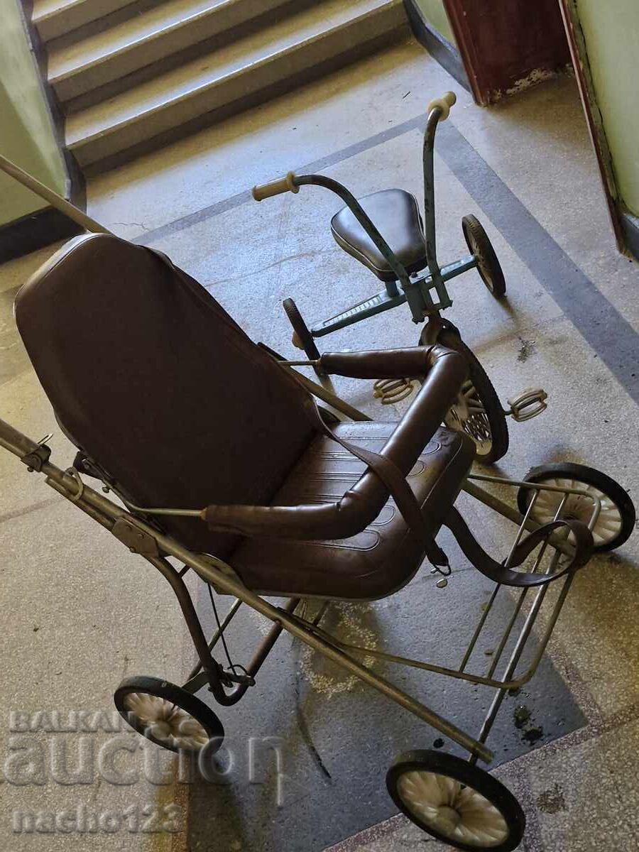 Cărucior retro pentru bebeluși + tricicletă pentru copii - 7