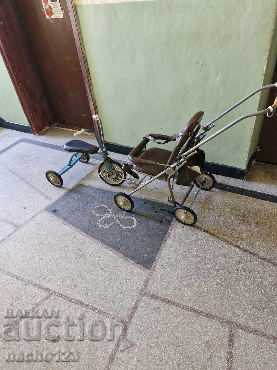 Ρετρό καροτσάκι μωρού + παιδικό ποδήλατο