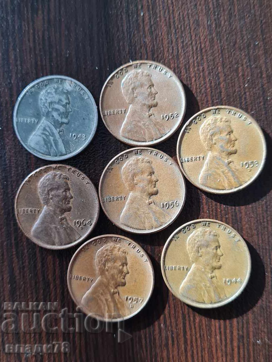 Lot of US 1 cent coins with price 10.00 BGN | € 5.11 Lot of US 1 cent coins with price 10.00 BGN | € 5.11