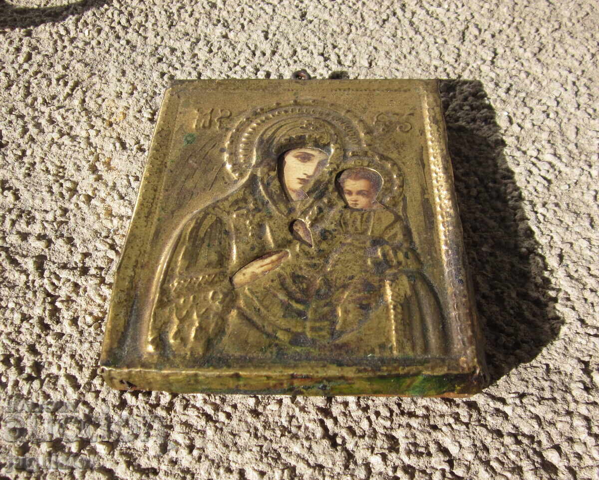 Virgin Mary with Jesus Christ old Bulgarian homemade icon - 5