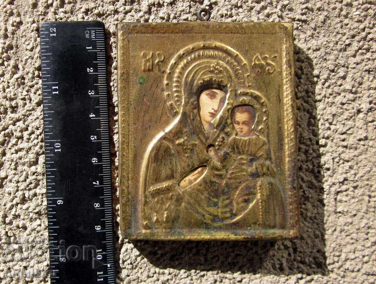 Virgin Mary with Jesus Christ old Bulgarian homemade icon - 7