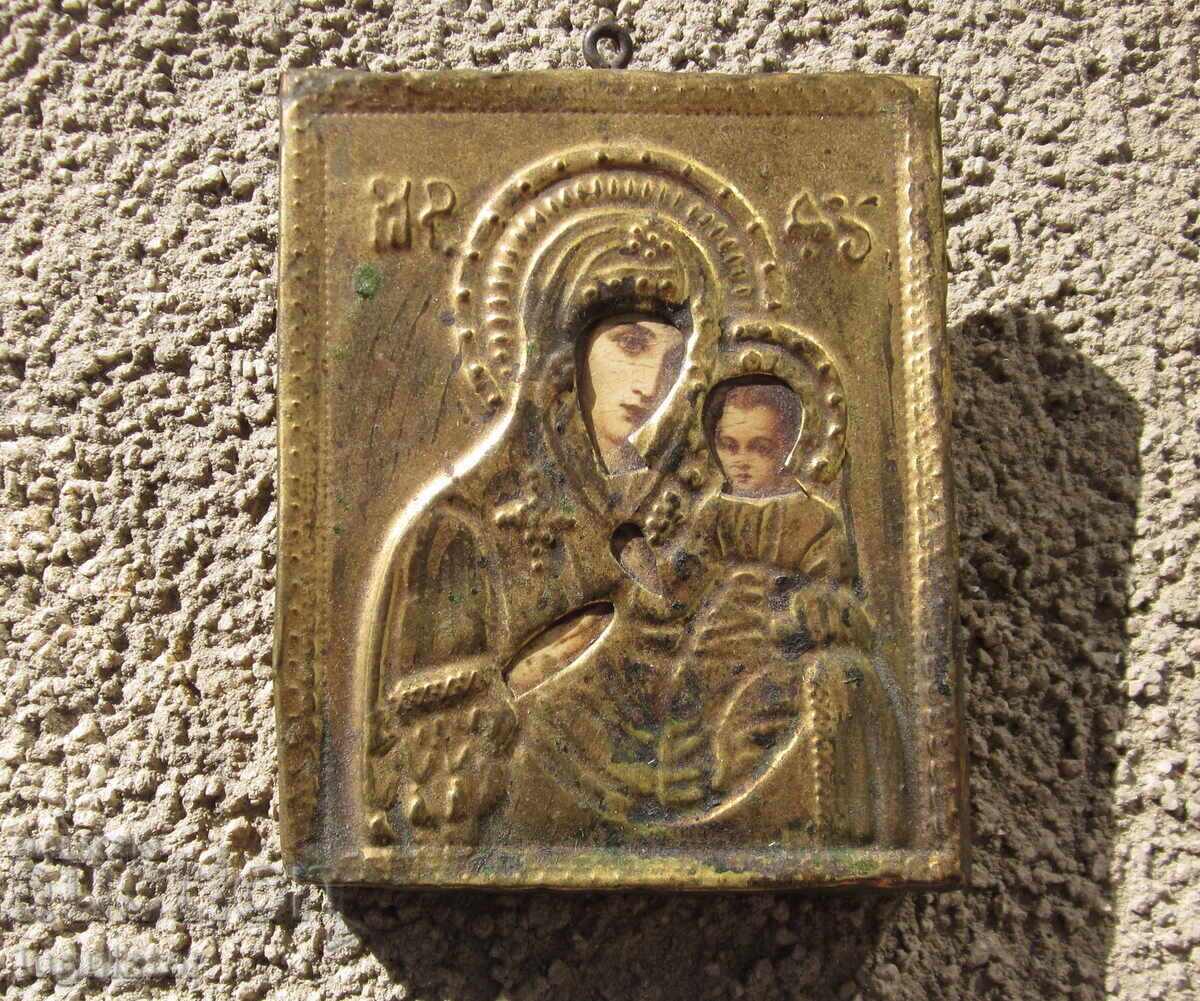 Virgin Mary with Jesus Christ old Bulgarian homemade icon
