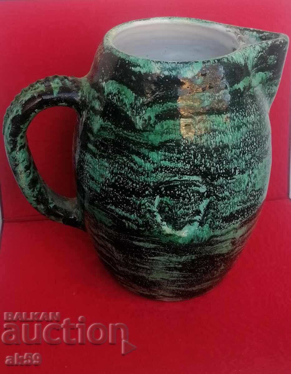 Доставка на Авторски сервиз за вино зелена глазура - керамика.