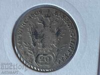 Row of silver coin Austria 20 Kreuzer 1809