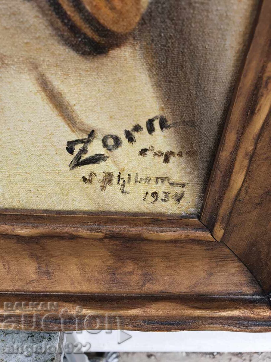 Авторска картина с маслени бои на Zorn от 1934 г. - 6