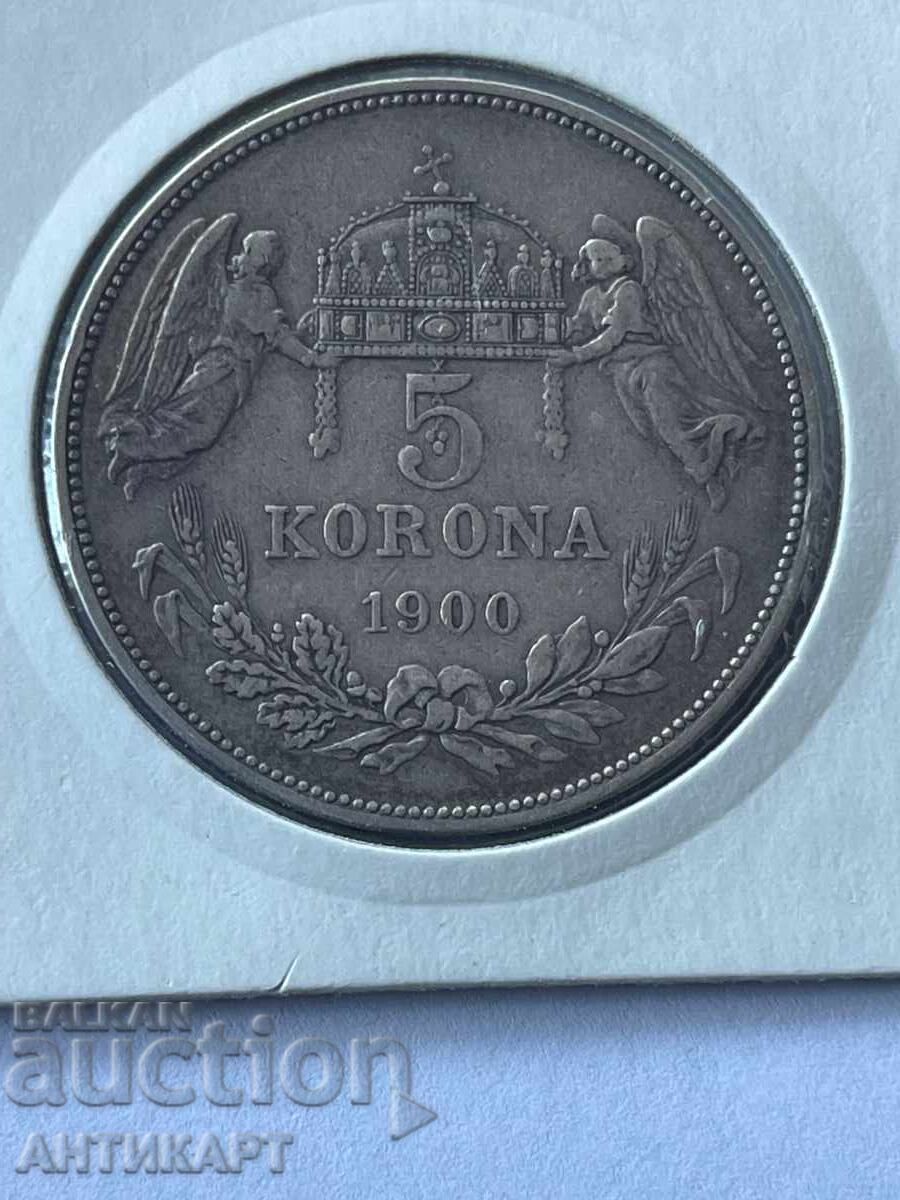 Silver Coin Austria 5 korona crowns kroni 1900 silver