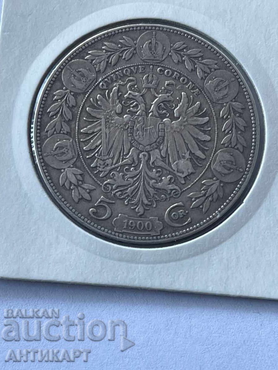 Silver Coin Austria 5 Corona Kronen 1900 Silver