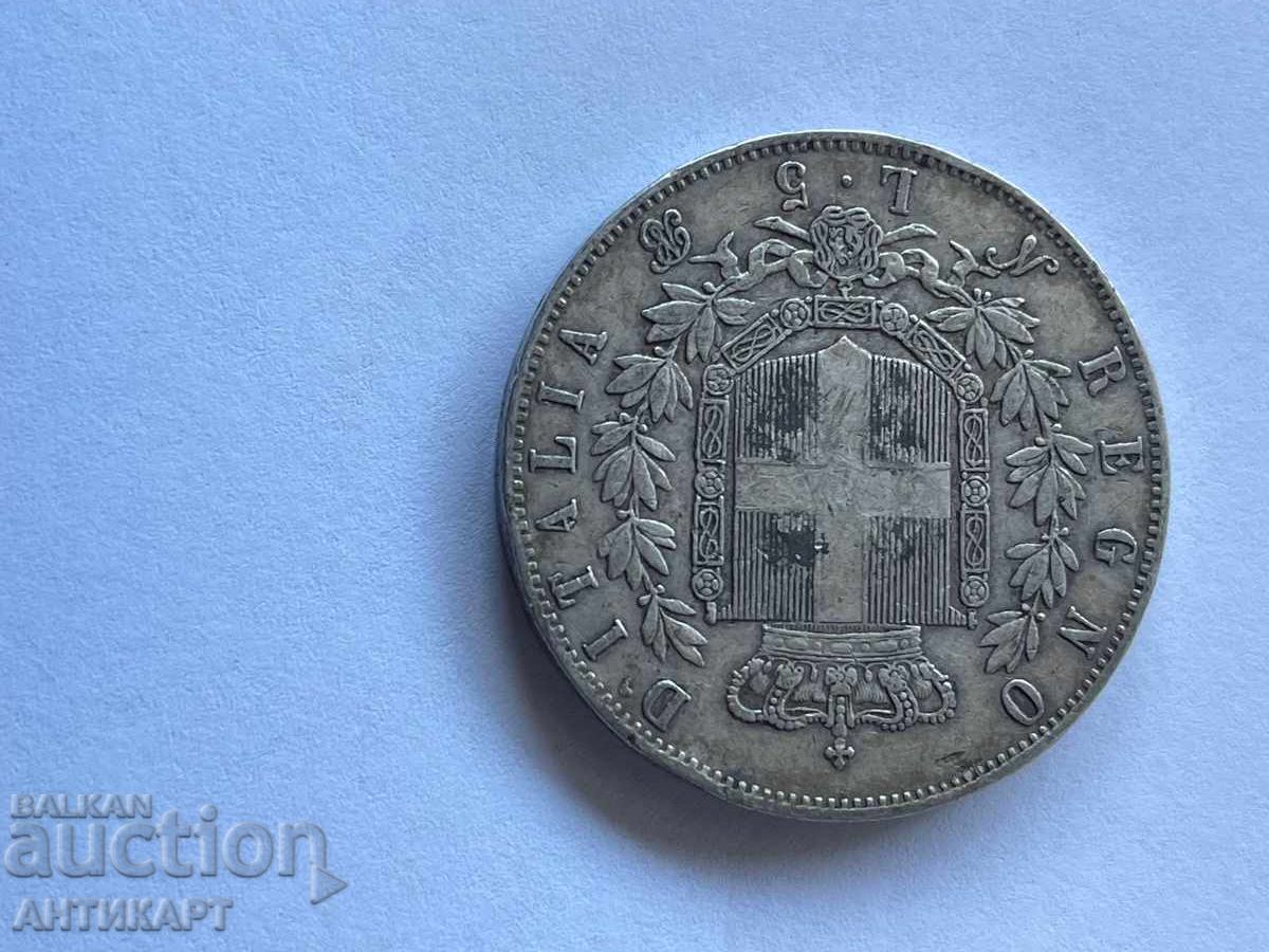 Доставка на Италия рядка сребърна монета 5 лири 1864 рядка година !!! Доставка на Италия рядка сребърна монета 5 лири 1864 рядка година !!!