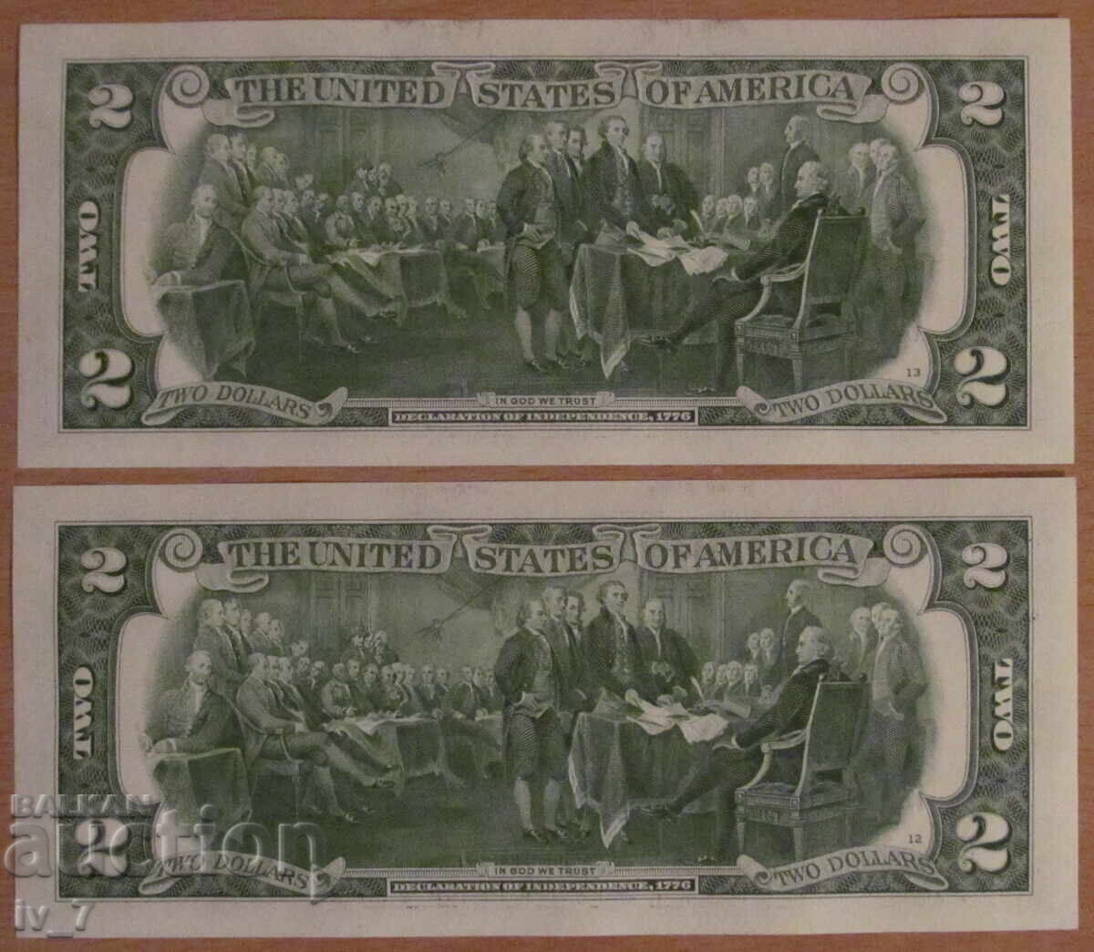 2 DOLLARS 2017, USA - 2 consecutive numbers - UNC with price 15.99 BGN | € 8.18