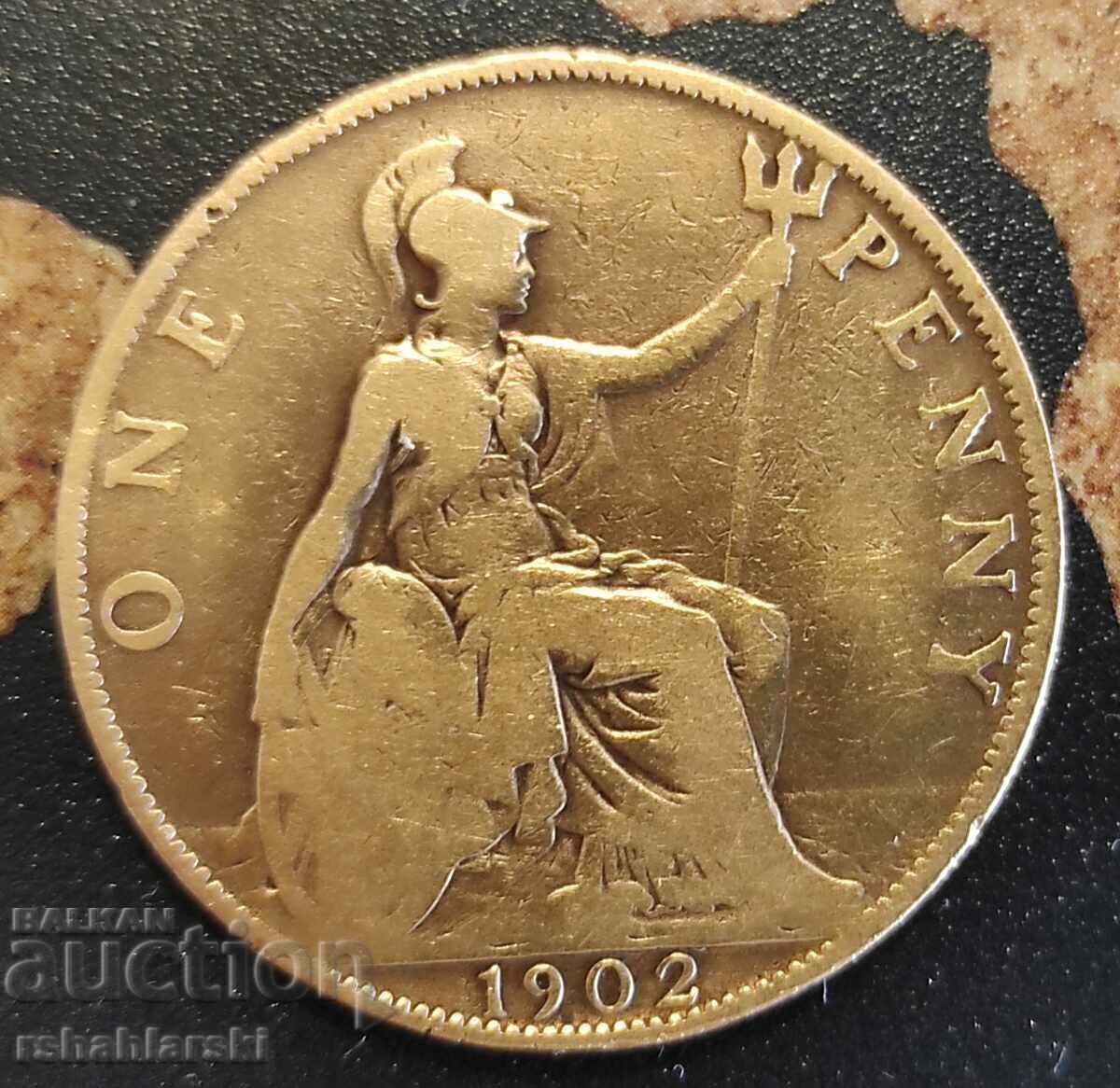 Монетa Великобритания 1 пени, 1902 Монетa Великобритания 1 пени, 1902