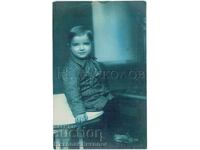 1928 OLD PHOTO CYANOTYPE LITTLE BOY GREEK INSCRIPTION E608