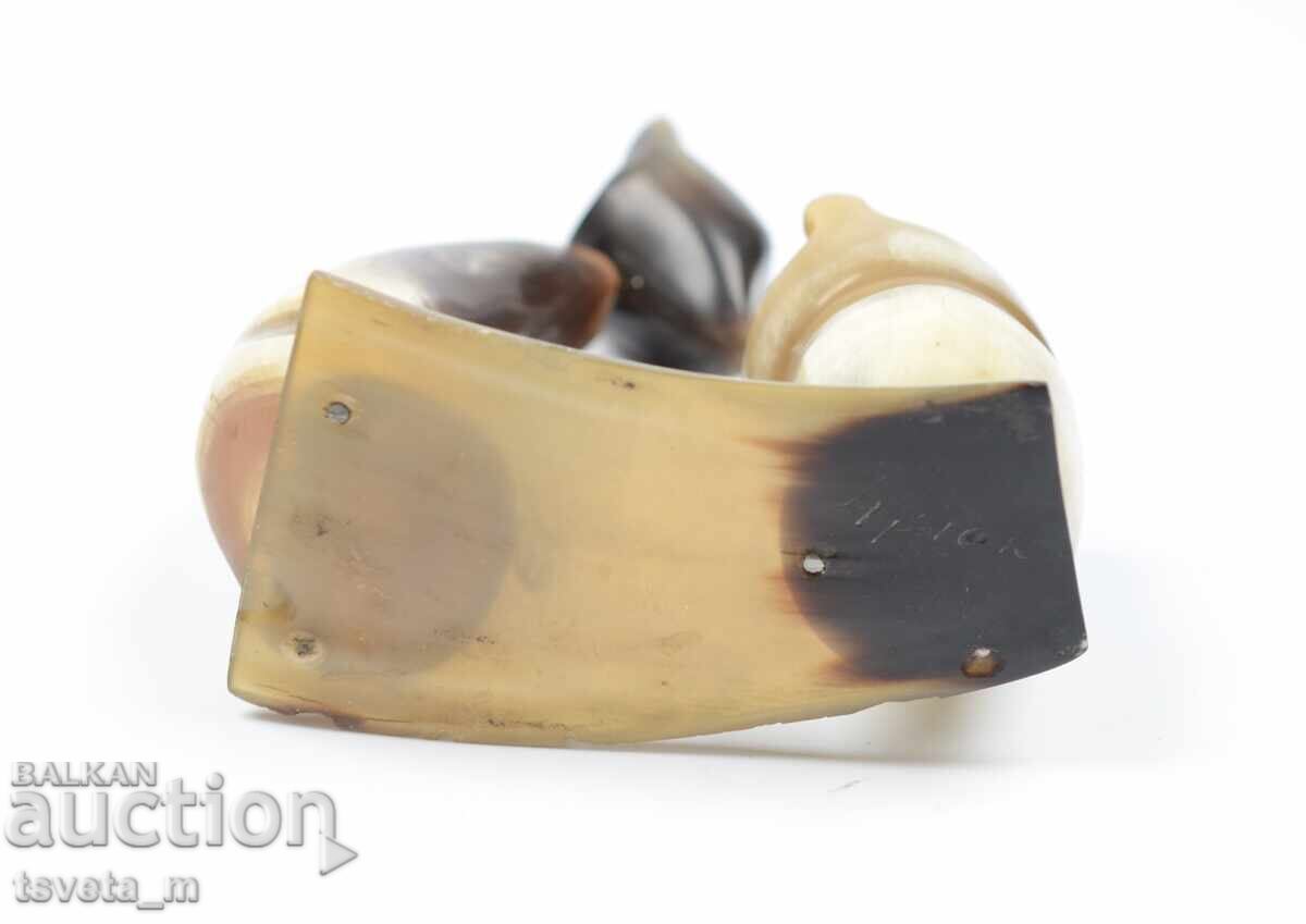 Figurină veche / suport de creion din corn - 5