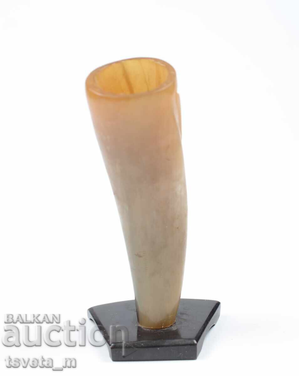 Auction  Antique figure / pencil holder vase made of horn