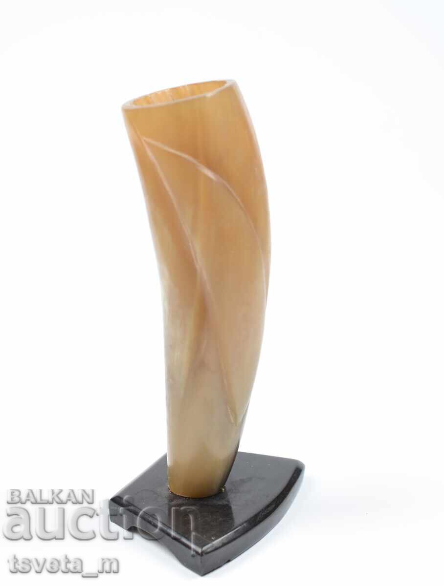 Antique figure / pencil holder vase made of horn