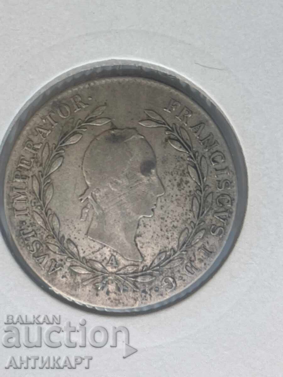 Silver coin Austria 20 Kreuzer 1829 with price 39.00 BGN | € 19.94