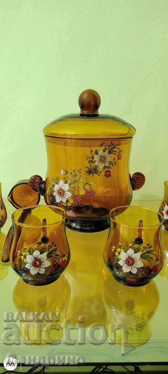 Delivery of For sale: Glass pitcher with ladle and 5 glasses