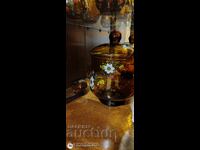 Vând cană de sticlă cu polonic și 5 pahare