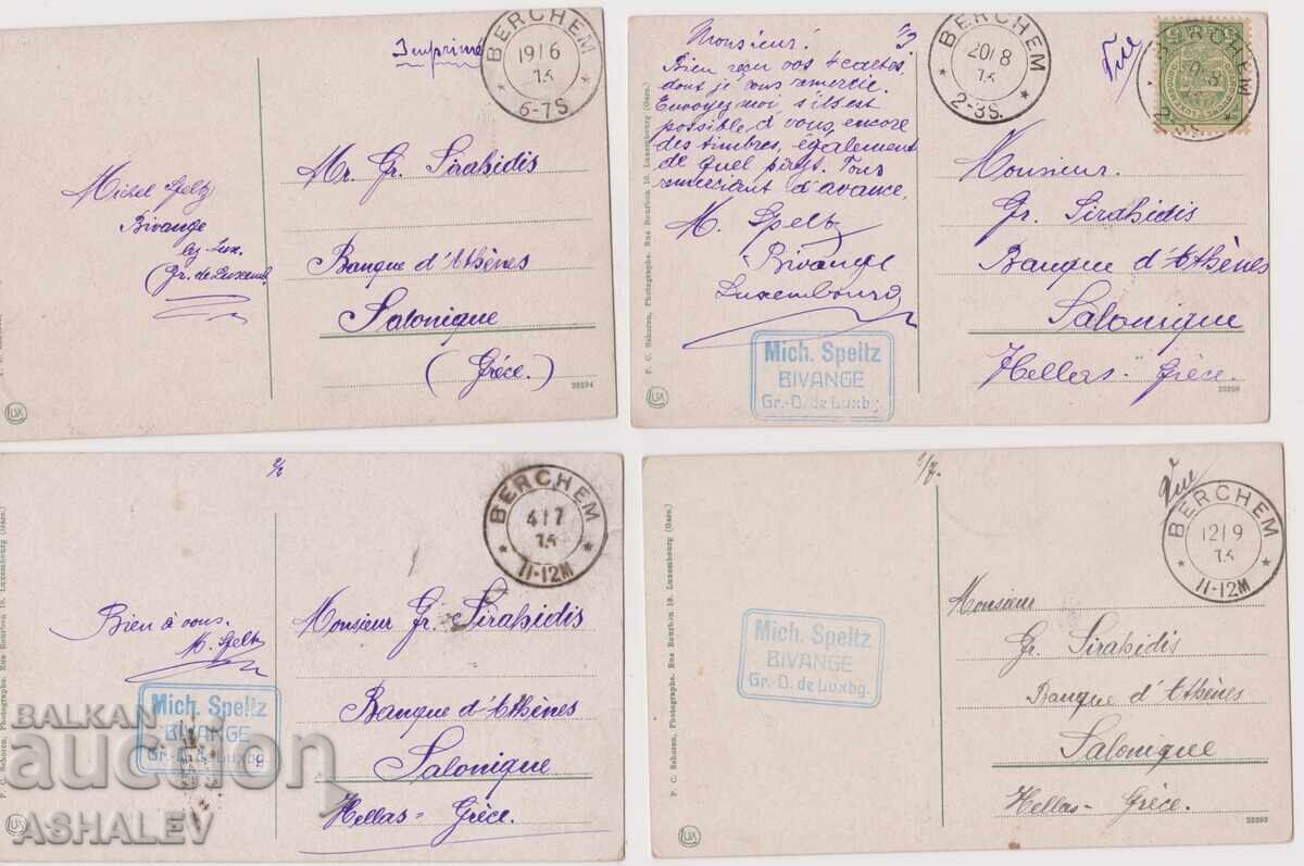 Luxemburg 4 buc. - călătorite 1916 cu preț € 25.00 | 48.90 BGN