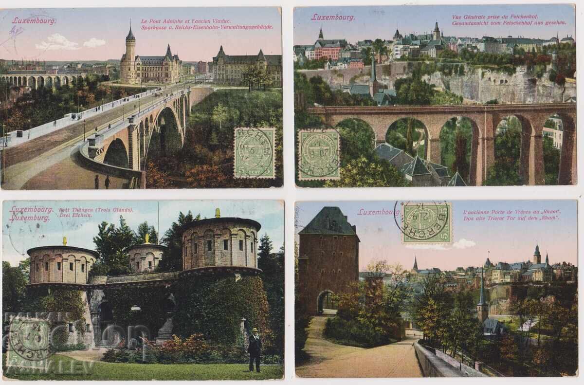 Luxemburg 4 buc. - călătorite 1916