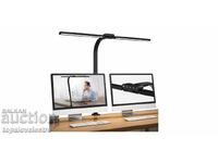 Lampă de birou LED dublă cu clemă și braț flexibil