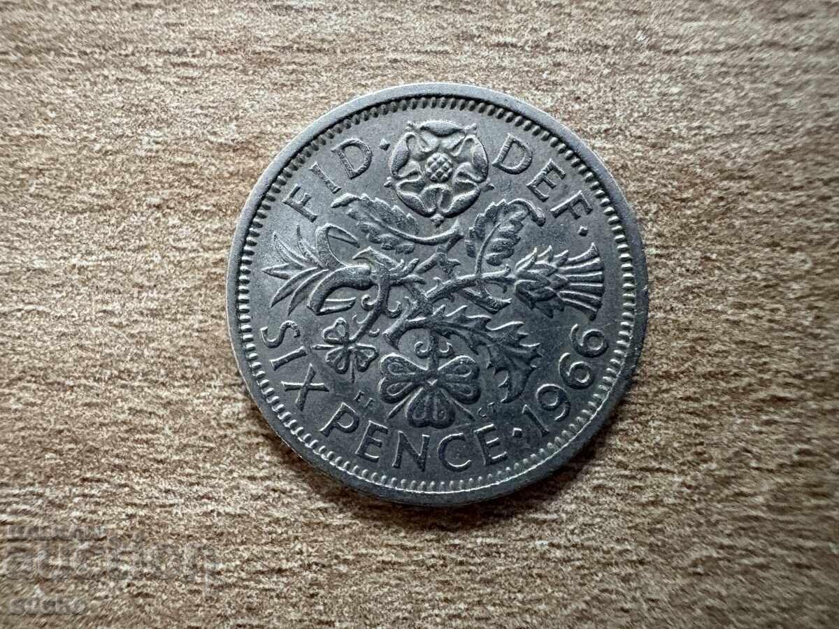 Ηνωμένο Βασίλειο - 6 πένες (1966)