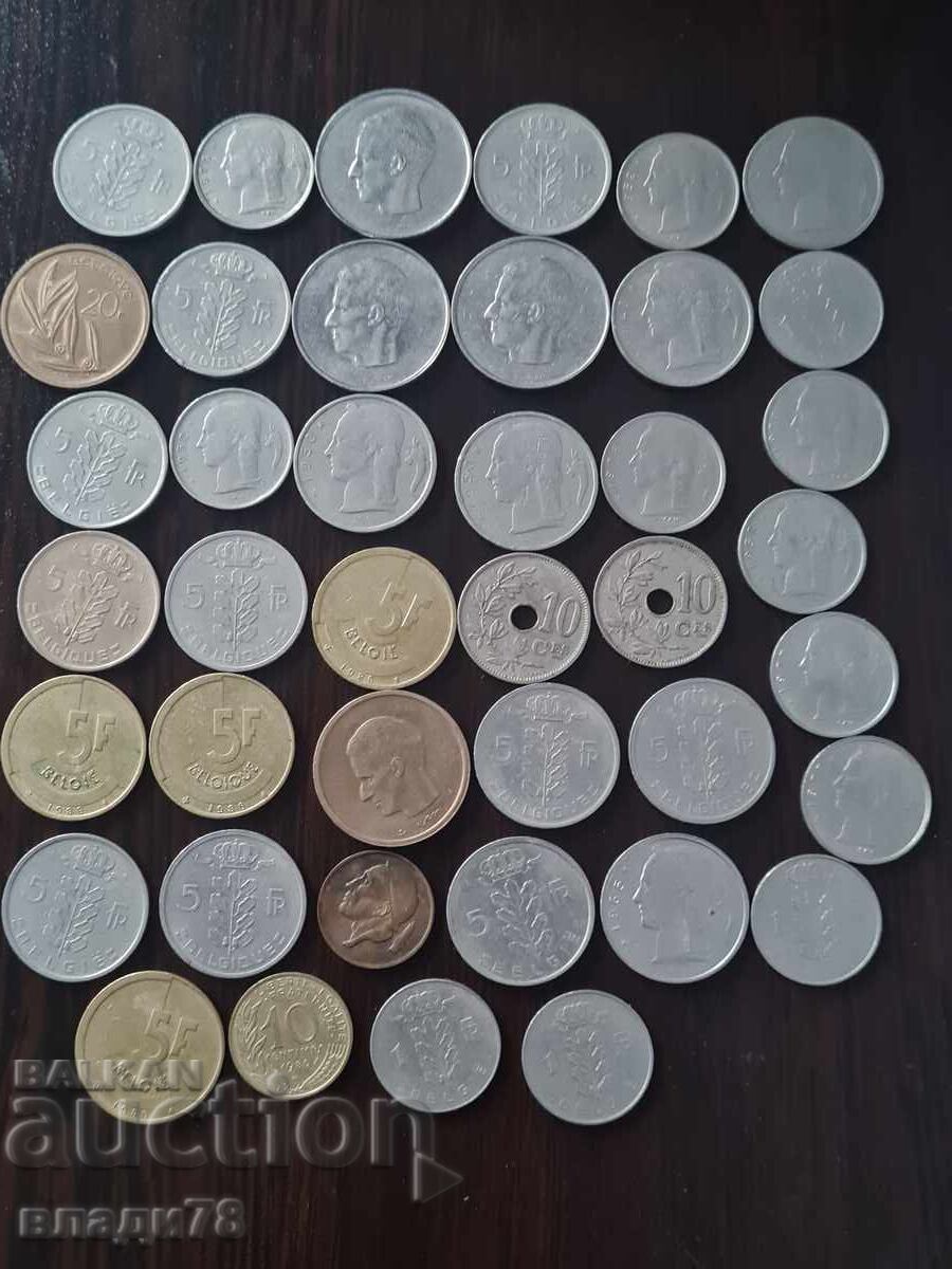 Auction Lot of Belgian coins and banknotes Auction Lot of Belgian coins and banknotes