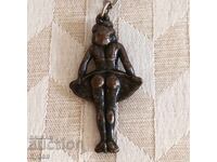 Breloc vechi de colecție balerină metalic