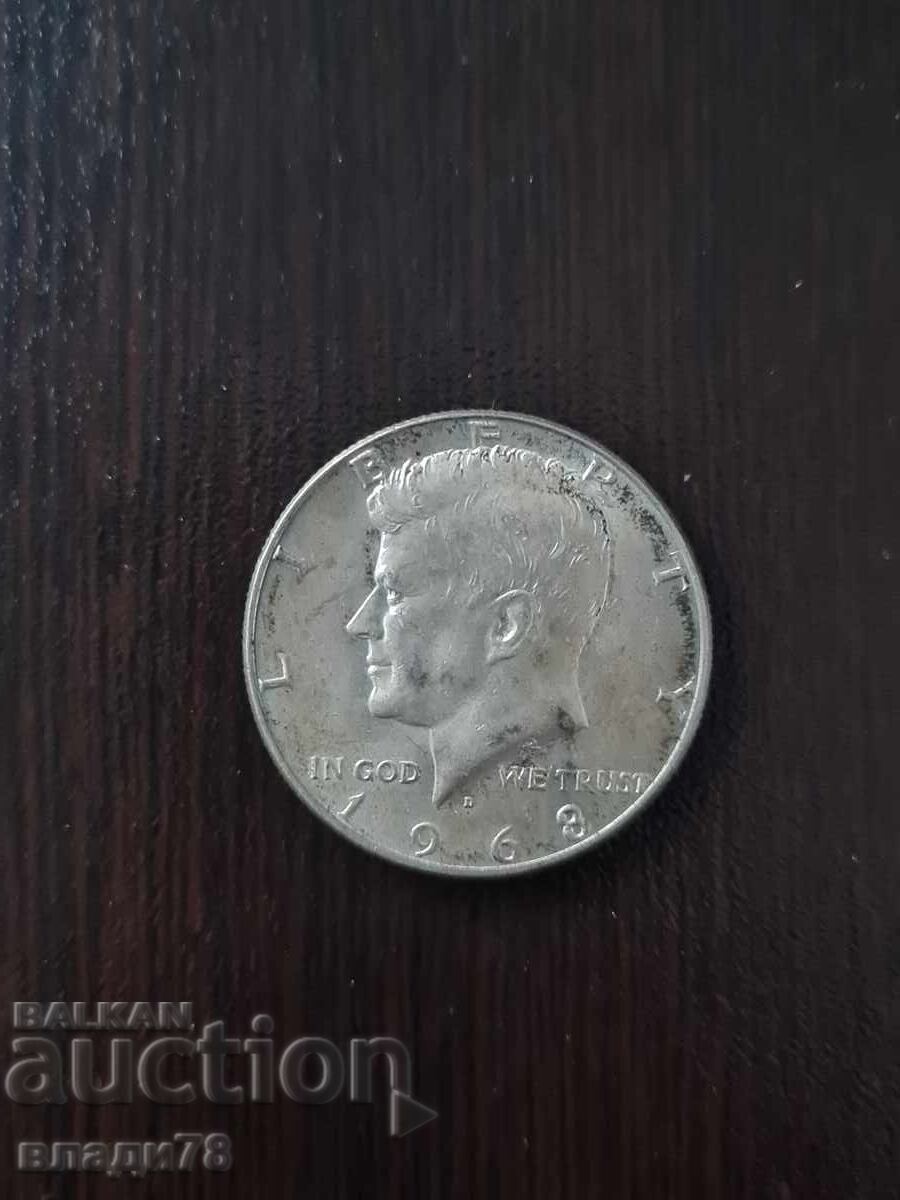 Ασημένιο μισό δολάριο ΗΠΑ 1968 με τιμή 1.50 BGN | € 0.77 Ασημένιο μισό δολάριο ΗΠΑ 1968 με τιμή 1.50 BGN | € 0.77