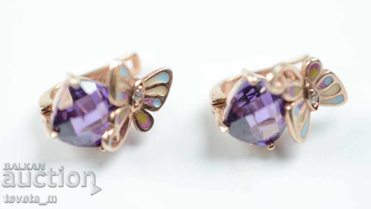 Ring and earrings set - silver with gold plating - 5