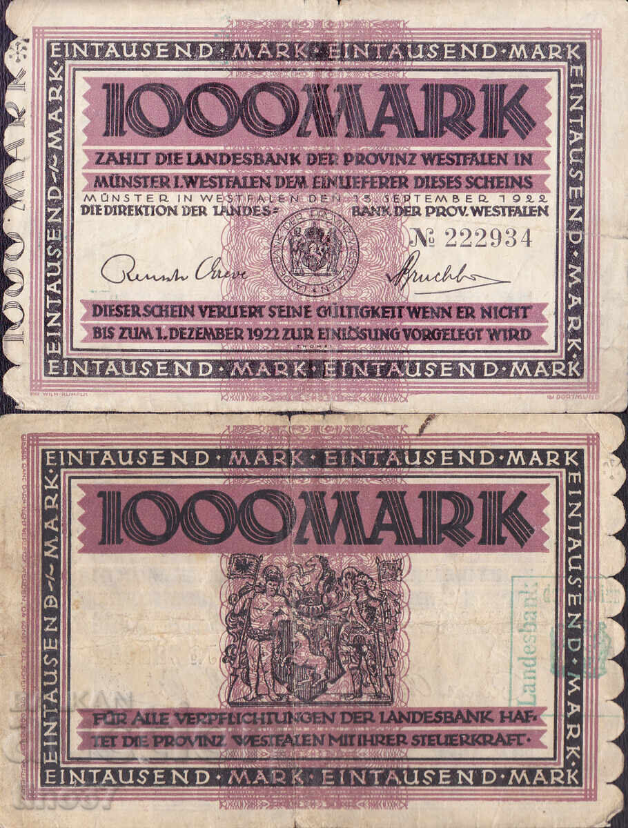 tino37- GERMANIA - 1000 MARCI - 1922 tino37- GERMANIA - 1000 MARCI - 1922