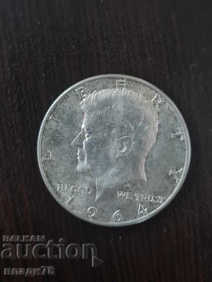 Ασημένιο νόμισμα 1/2 δολαρίου 1964 με τιμή 0.01 BGN | € 0.01