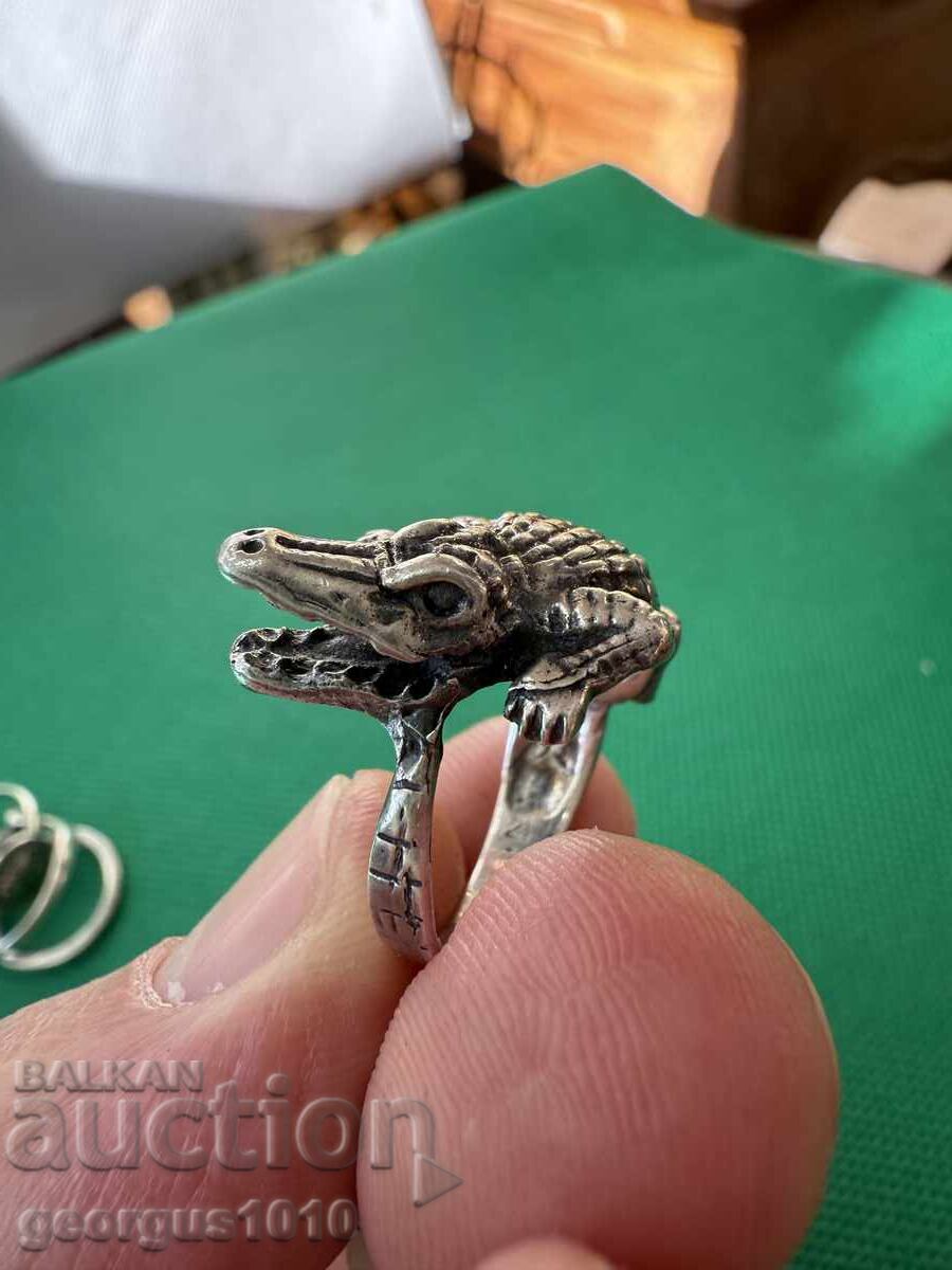 Δημοπρασία Ασημένιο δαχτυλίδι κροκόδειλος №7674