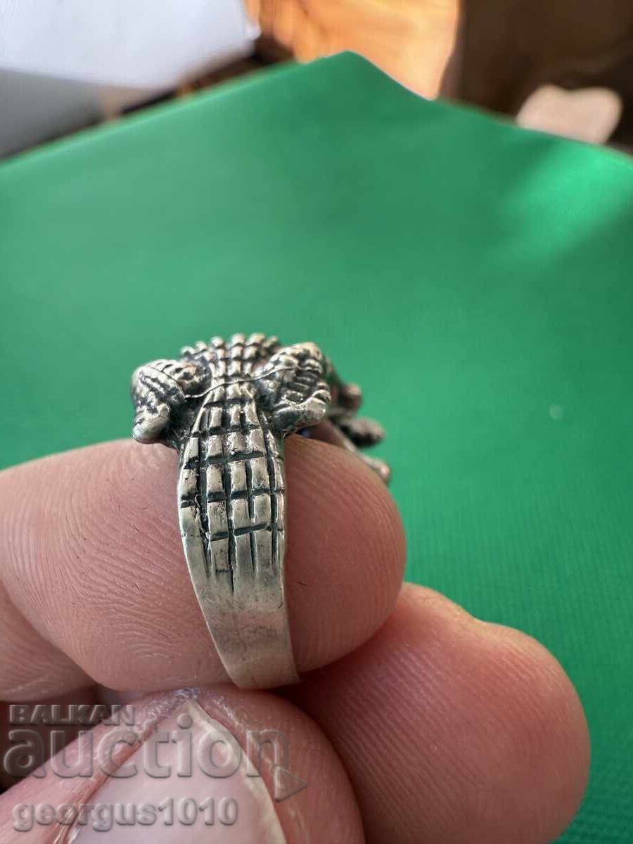 Παράδοση Ασημένιο δαχτυλίδι κροκόδειλος №7674