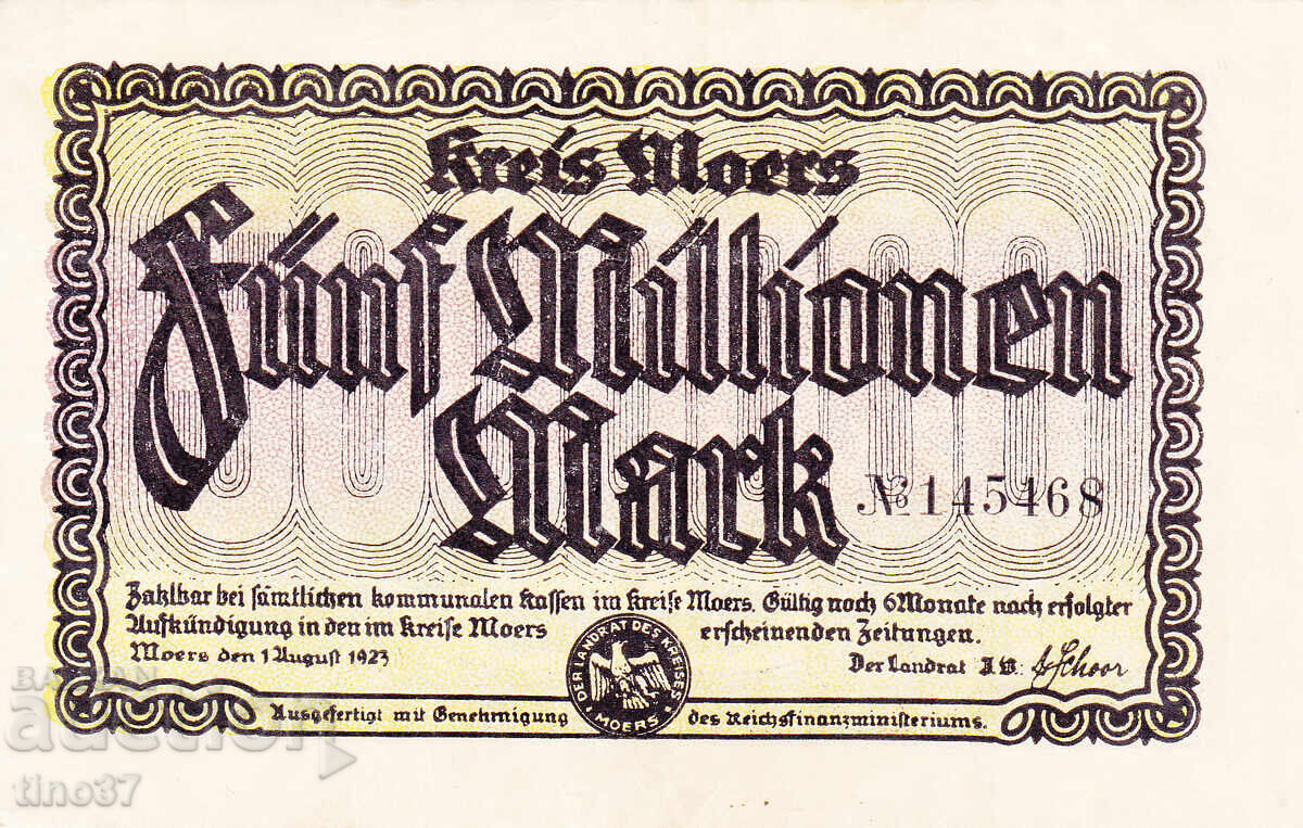 tino37- ГЕРМАНИЯ - 5000000 МАРКИ - 1923г - XF с цена 5.90 лв. | € 3.02