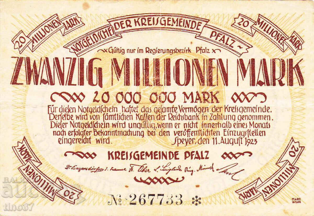 tino37 - GERMANIA - 20000000 MARCI - 1923 - VF cu preț 5.90 BGN | € 3.02