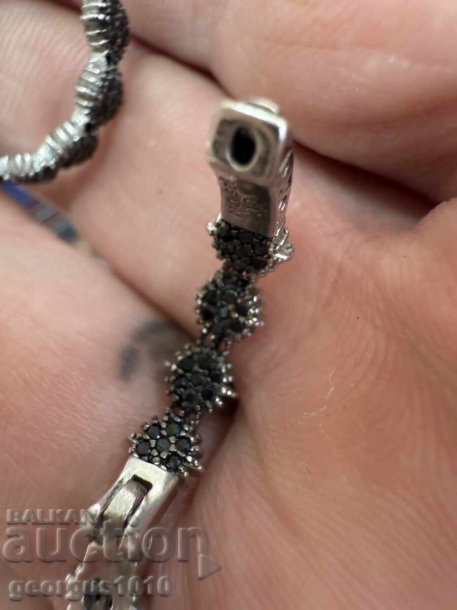 Ασημένια σκουλαρίκια με μαύρα πέτρες Νο. 7675 - 6