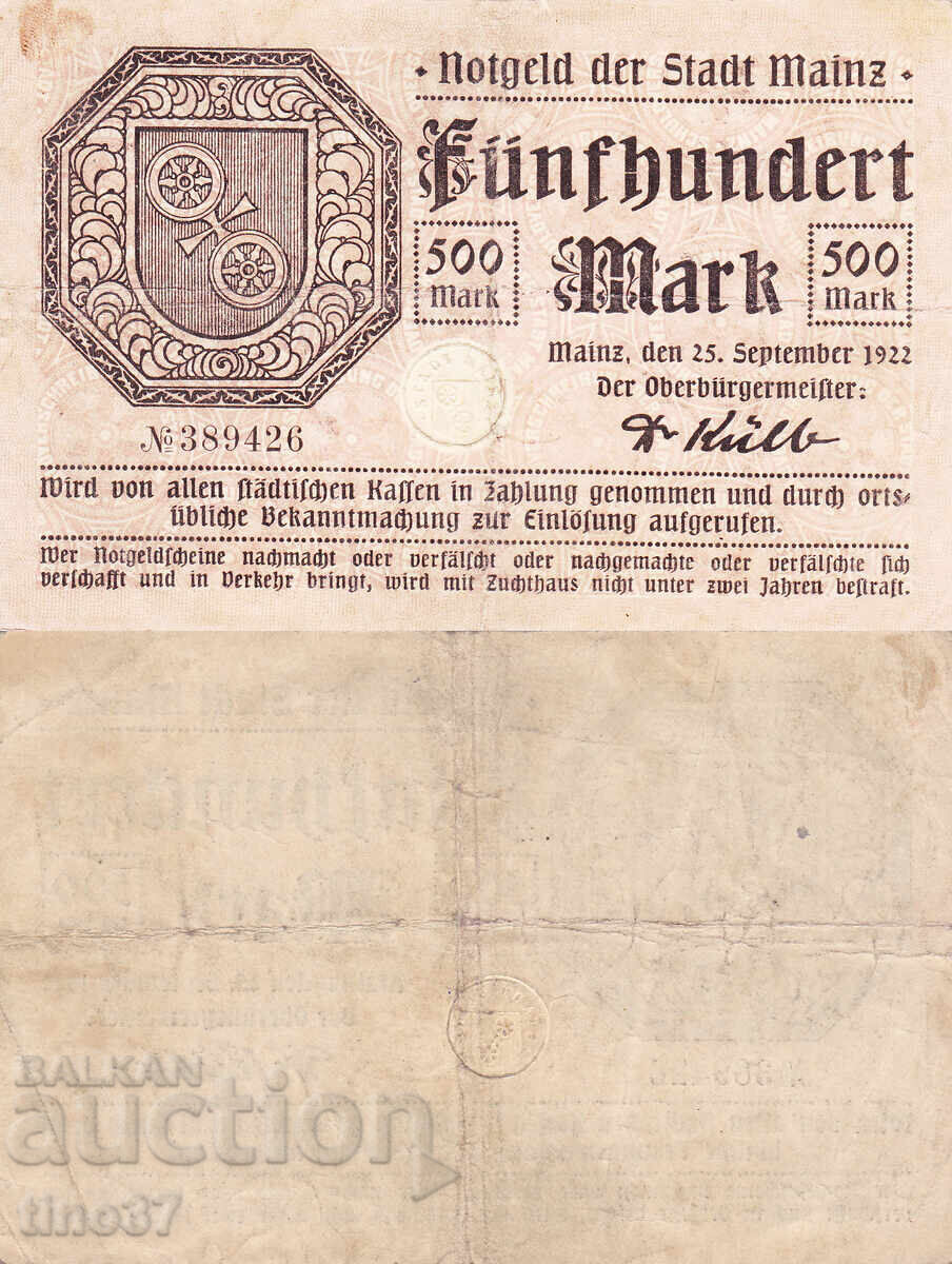 tino37- ΓΕΡΜΑΝΙΑ - 500 ΜΑΡΚΑ - 1922 - VF